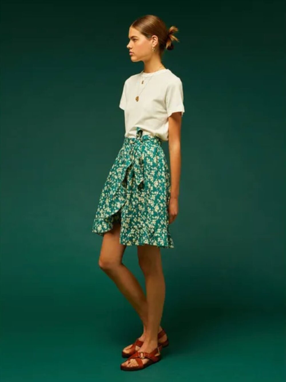 Soeur Miami Skirt in Green Floral Size 36